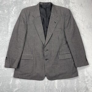 Jones New York Blazer Jacket Mens 48R Gray Black Houndstooth Single Breasted
